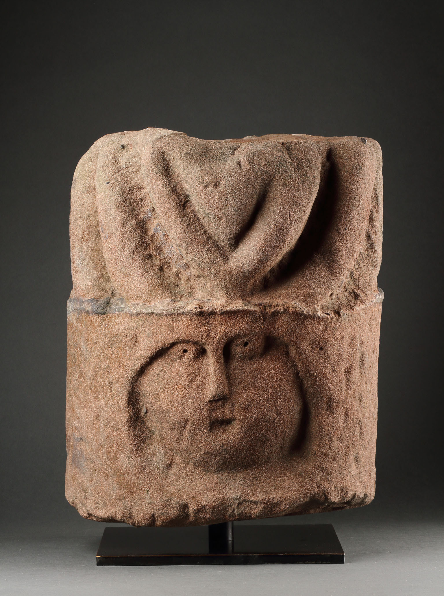A Large Rare British Celtic Apotropaic Sandstone Head of ‘Cernunnos’